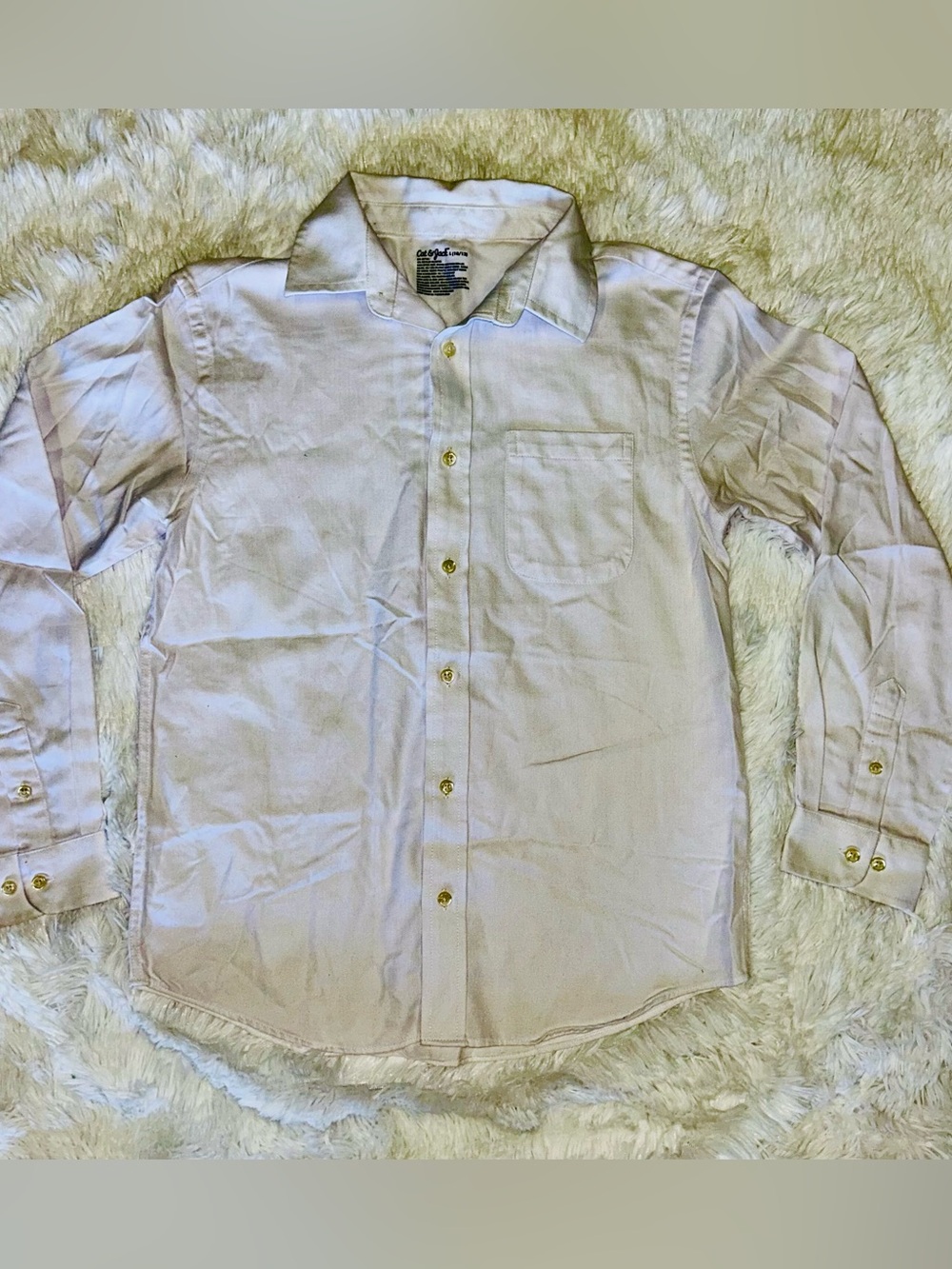 Cat & Jack Boys' Long Sleeve Button-Down Dress Shirt White Large 10-12